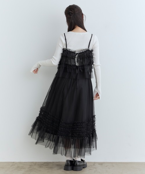 Tiny EDEN（タイニーエデン）の「【中野恵那 着用】チュールレイヤードキャミソール（前後2WAY）（キャミソール・レディース・グレー/ブラック・FREE）」の20枚目の写真