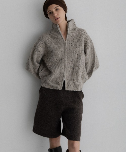 URBAN RESEARCH Sonny Label(アーバンリサーチサニーレーベル)の「ウールネップジップニットブルゾン(ニット/セーター・レディース・グレー/アイボリー・FREE)」の2枚目の写真