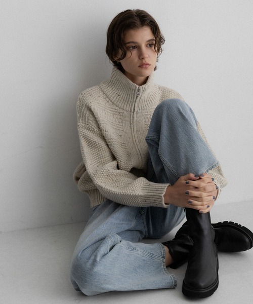 URBAN RESEARCH Sonny Label(アーバンリサーチサニーレーベル)の「ウールネップジップニットブルゾン(ニット/セーター・レディース・グレー/アイボリー・FREE)」の7枚目の写真