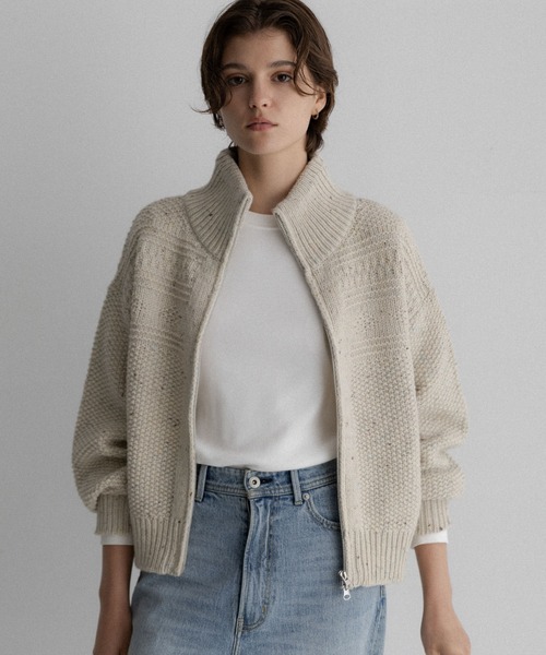 URBAN RESEARCH Sonny Label(アーバンリサーチサニーレーベル)の「ウールネップジップニットブルゾン(ニット/セーター・レディース・グレー/アイボリー・FREE)」の9枚目の写真