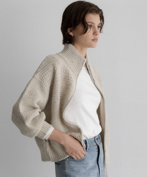 URBAN RESEARCH Sonny Label(アーバンリサーチサニーレーベル)の「ウールネップジップニットブルゾン(ニット/セーター・レディース・グレー/アイボリー・FREE)」の10枚目の写真