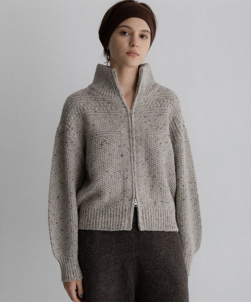 URBAN RESEARCH Sonny Label(アーバンリサーチサニーレーベル)の「ウールネップジップニットブルゾン(ニット/セーター・レディース・グレー/アイボリー・FREE)」の16枚目の写真