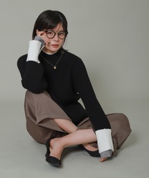 配色レイヤード風モックネックニット