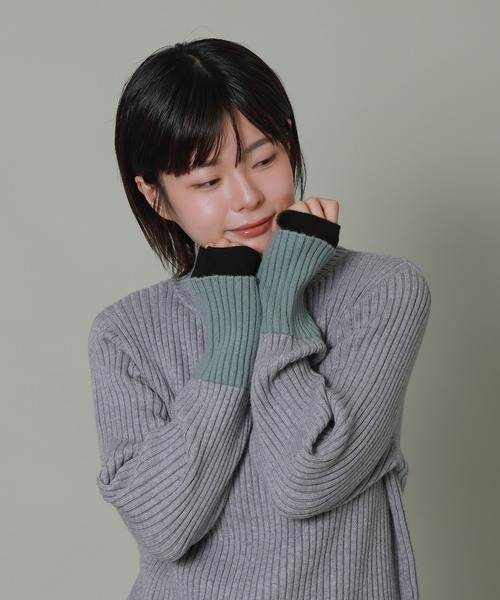 libelle more（リベル モア）の「配色レイヤード風モックネックニット（ニット/セーター・レディース・ブラック/杢グレー/オフホワイト/サックスブルー・M/L）」の20枚目の写真