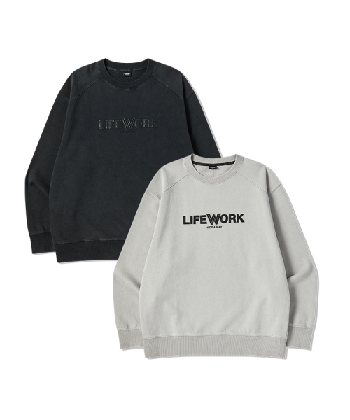 LIFE WORK（ライフワーク）の「ヴィンテージレタリングアップリケスウェット（スウェット・メンズ・ライトグレー/チャコールグレー・LARGE/MEDIUM）」の3枚目の写真