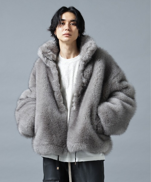 DANKE SCHON（ダンケシェーン）の「DankeSchon/ダンケシェーン/ECO FUR STAND BLOUSON（ブルゾン・メンズ・グレー/ブラック・L/M）」の2枚目の写真
