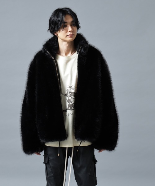 DANKE SCHON（ダンケシェーン）の「DankeSchon/ダンケシェーン/ECO FUR STAND BLOUSON（ブルゾン・メンズ・グレー/ブラック・L/M）」の3枚目の写真