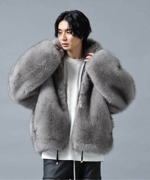 DANKE SCHON（ダンケシェーン）の「DankeSchon/ダンケシェーン/ECO FUR STAND BLOUSON（ブルゾン・メンズ・グレー/ブラック・L/M）」の6枚目の写真