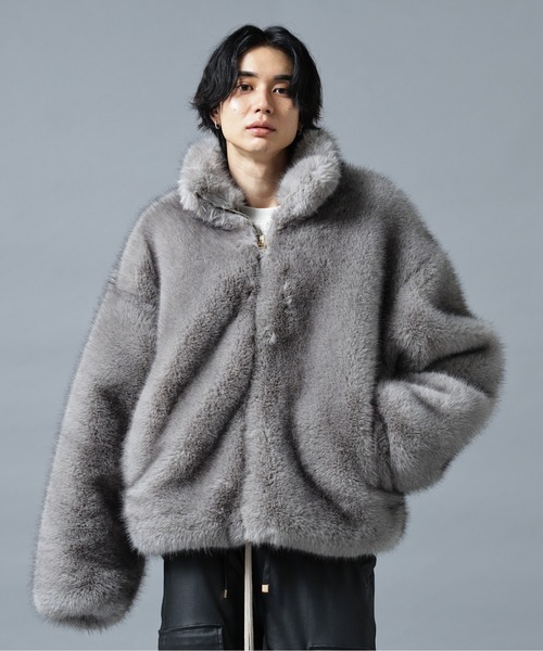 DANKE SCHON（ダンケシェーン）の「DankeSchon/ダンケシェーン/ECO FUR STAND BLOUSON（ブルゾン・メンズ・グレー/ブラック・L/M）」の7枚目の写真