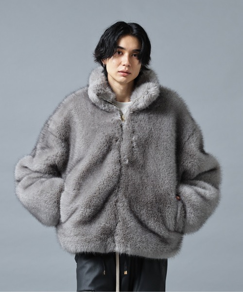 DANKE SCHON（ダンケシェーン）の「DankeSchon/ダンケシェーン/ECO FUR STAND BLOUSON（ブルゾン・メンズ・グレー/ブラック・L/M）」の8枚目の写真