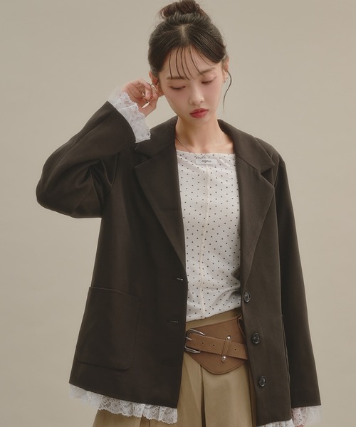 apres jour mignon(アプレジュールミニョン)の「レイヤードライクジャケット(テーラードジャケット・レディース・チャコールグレー/ブラック系その他/ブラウン系その他・フリー/LARGE)」の8枚目の写真