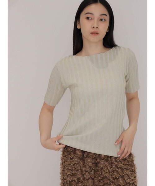 FIKA.(フィーカ)の「Glitter rib knit top(ニット/セーター・レディース・ブラック/オレンジ系3/シルバー・MEDIUM)」の1枚目の写真