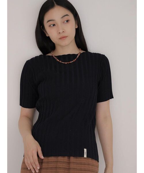 FIKA.(フィーカ)の「Glitter rib knit top(ニット/セーター・レディース・ブラック/オレンジ系3/シルバー・MEDIUM)」の2枚目の写真