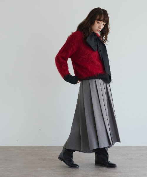 W:Huku（フーク）の「【W:Huku/リンクルフリーツイル】アシンメトリー プリーツ スカート / Wrinkle-Free Twill Asymmetrical Pleated Skirt（スカート・レディース・ブラウン/ブラック/チャコール・FREE）」の12枚目の写真