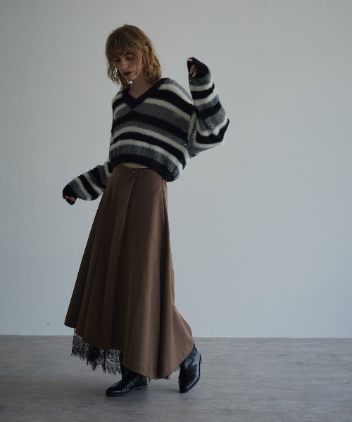 W:Huku（フーク）の「【W:Huku/リンクルフリーツイル】アシンメトリー プリーツ スカート / Wrinkle-Free Twill Asymmetrical Pleated Skirt（スカート・レディース・ブラウン/ブラック/チャコール・FREE）」の18枚目の写真