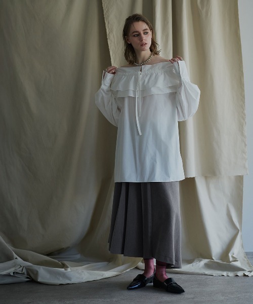 W:Huku（フーク）の「【W:Huku/リンクルフリーツイル】アシンメトリー プリーツ スカート / Wrinkle-Free Twill Asymmetrical Pleated Skirt（スカート・レディース・ブラウン/ブラック/チャコール・FREE）」の20枚目の写真