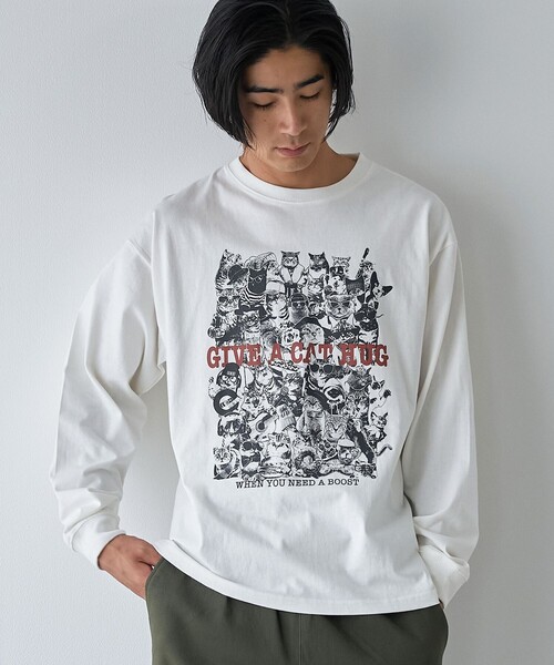 coen(コーエン)の「【WEB限定】アニマルプリントロングスリーブTシャツ(Tシャツ/カットソー・メンズ・ブラック/その他2/その他1/ホワイト・L/M)」の2枚目の写真