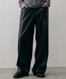 Loose Straight Wide Leather Pants / ルーズストレート ワイドフェイクレザーパンツ