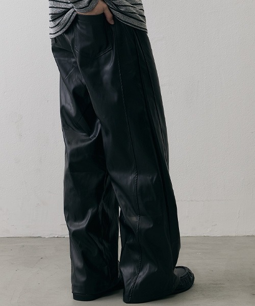 Shoowtime（ショウタイム）の「Loose Straight Wide Leather Pants / ルーズストレート ワイドフェイクレザーパンツ（その他パンツ・メンズ・ブラック・X-LARGE/LARGE/MEDIUM）」の8枚目の写真