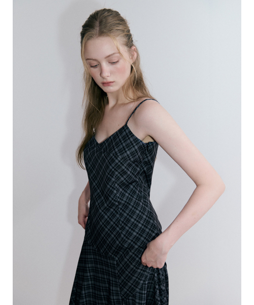 ETMON（エトモン）の「チェック アシンメトリースリップドレス ブラック（ワンピース・レディース・その他・SMALL/MEDIUM）」の3枚目の写真