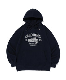 [裏起毛選択] CB 1985 バイクグラフィックフード Tシャツ (ネイビー)