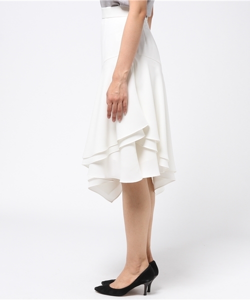 FIGARO Paris（フィガロパリ）の「ダブルジョーゼット アシメフルイドスカート◆（スカート・レディース・ホワイト・36/38）」の3枚目の写真