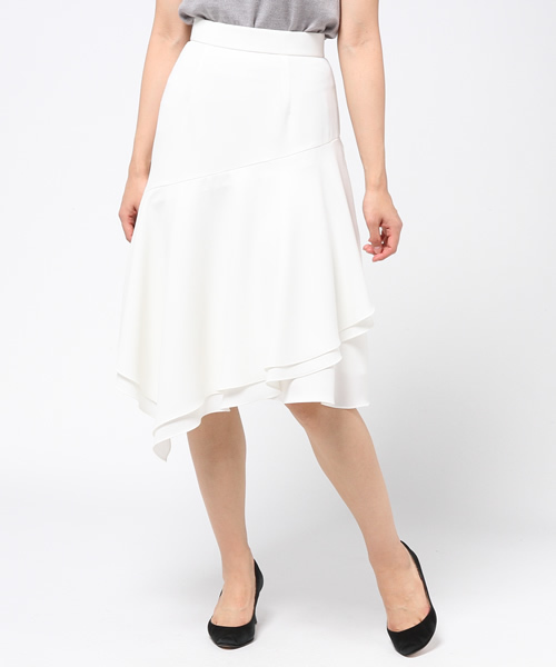 FIGARO Paris（フィガロパリ）の「ダブルジョーゼット アシメフルイドスカート◆（スカート・レディース・ホワイト・36/38）」の10枚目の写真
