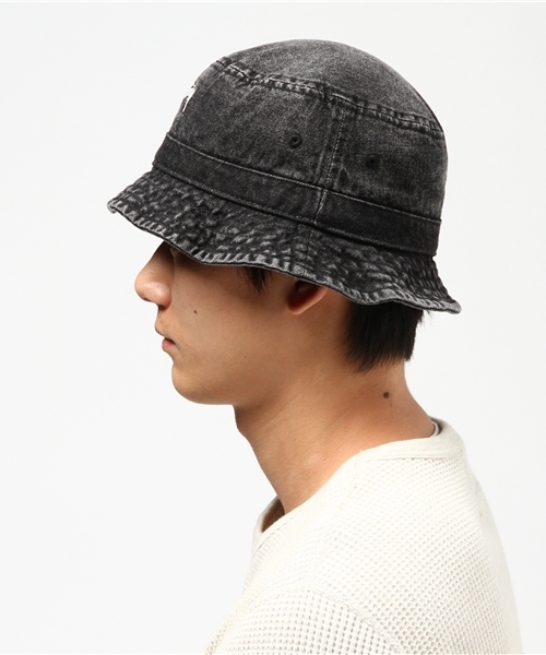 washed denim bucket hat