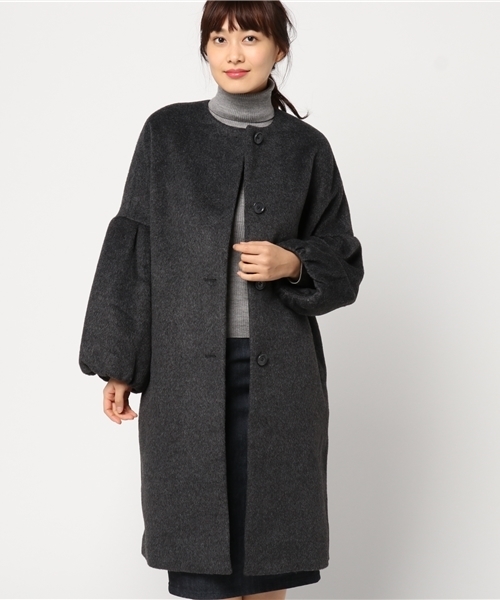 rps（アールピーエス）の「ボリューム袖ノーカラーコート（ノーカラージャケット・レディース・チャコールグレー/杢グレー/キャメル/ピンクベージュ・M）」の13枚目の写真