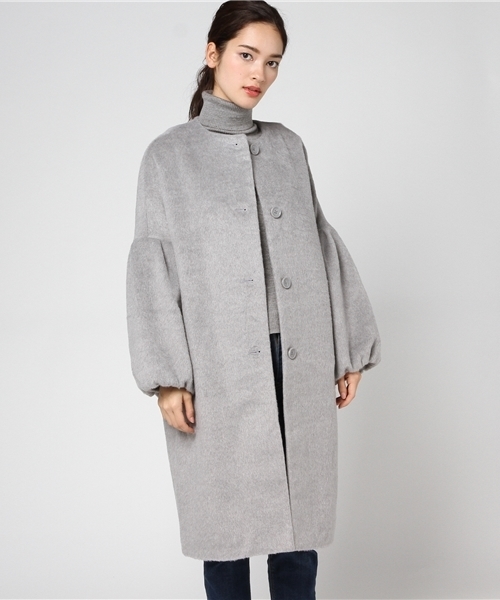 rps（アールピーエス）の「ボリューム袖ノーカラーコート（ノーカラージャケット・レディース・チャコールグレー/杢グレー/キャメル/ピンクベージュ・M）」の14枚目の写真