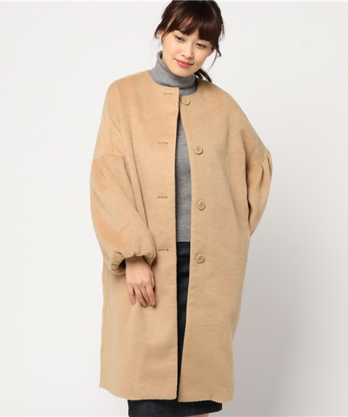 rps（アールピーエス）の「ボリューム袖ノーカラーコート（ノーカラージャケット・レディース・チャコールグレー/杢グレー/キャメル/ピンクベージュ・M）」の15枚目の写真