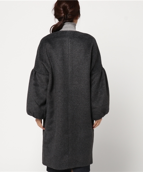 rps（アールピーエス）の「ボリューム袖ノーカラーコート（ノーカラージャケット・レディース・チャコールグレー/杢グレー/キャメル/ピンクベージュ・M）」の7枚目の写真