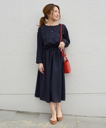 liflattie ships | liflattie ships:ドットプリント リボン ロングワンピース ◇(ワンピース)