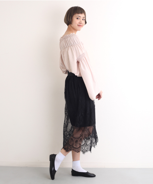 MERLOT(メルロー)の「ペイズリー柄レースシースルースカート4942(スカート・レディース・ブラック/ホワイト・FREE)」の9枚目の写真