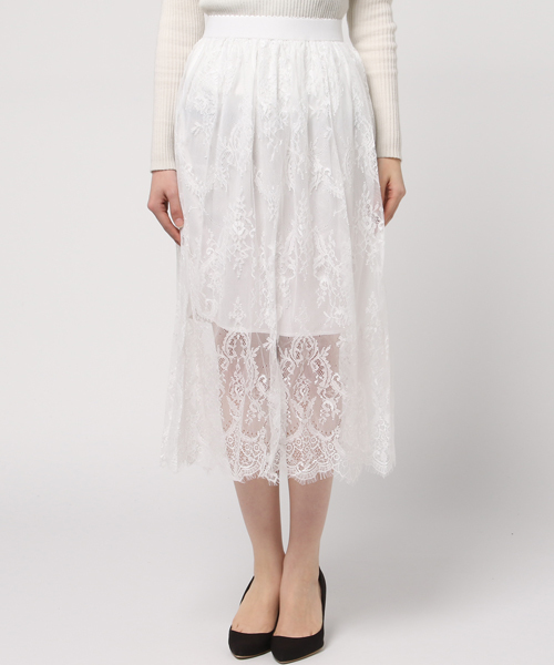 MERLOT(メルロー)の「ペイズリー柄レースシースルースカート4942(スカート・レディース・ブラック/ホワイト・FREE)」の3枚目の写真