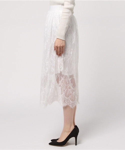 MERLOT(メルロー)の「ペイズリー柄レースシースルースカート4942(スカート・レディース・ブラック/ホワイト・FREE)」の4枚目の写真