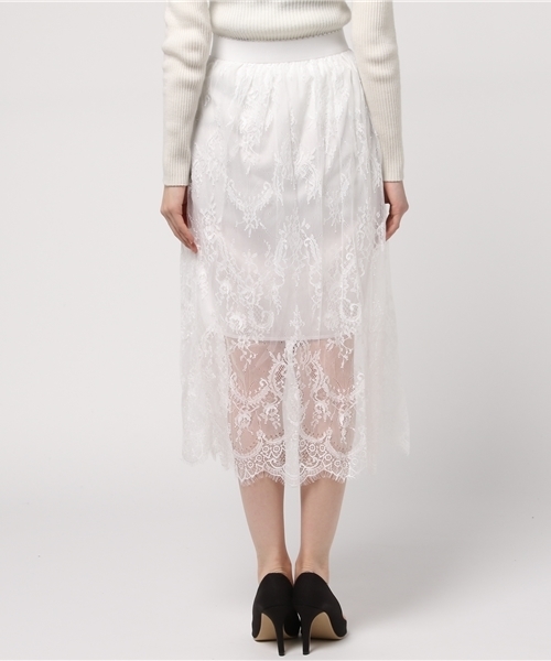 MERLOT(メルロー)の「ペイズリー柄レースシースルースカート4942(スカート・レディース・ブラック/ホワイト・FREE)」の5枚目の写真