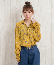 SpRay | 花柄レースアップシャツ(シャツ/ブラウス)