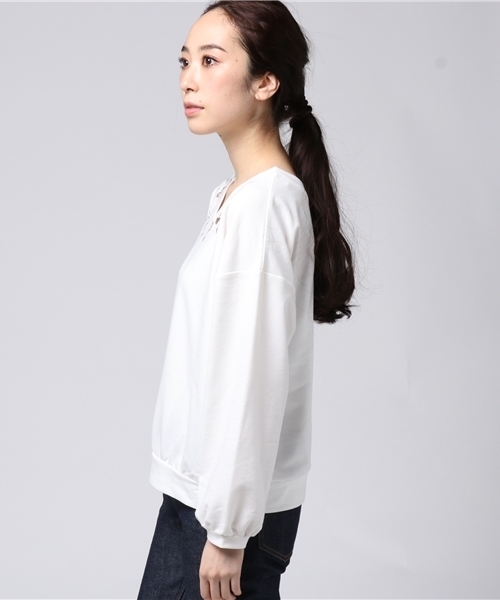 archives（アルシーヴ）の「エリ刺繍入りプルオーバー（Tシャツ/カットソー・レディース・オフホワイト/ブラック/ピンク・MEDIUM）」の5枚目の写真