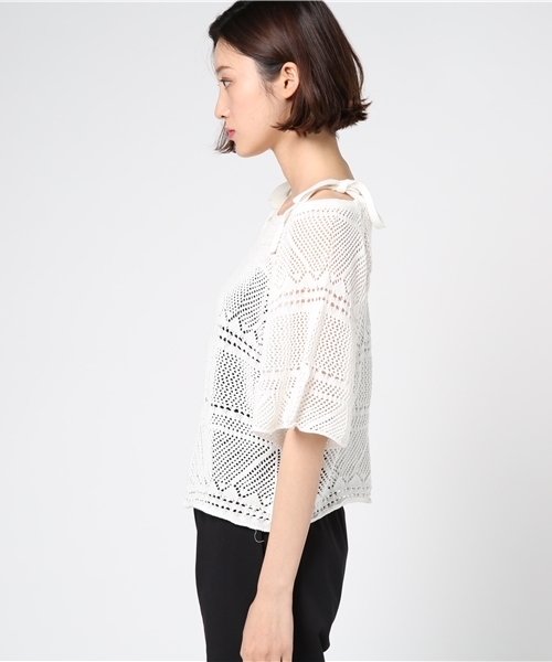 archives（アルシーヴ）の「透かし柄オフショルプルオーバー（ニット/セーター・レディース・レッド/マスタード/オフホワイト・MEDIUM）」の10枚目の写真