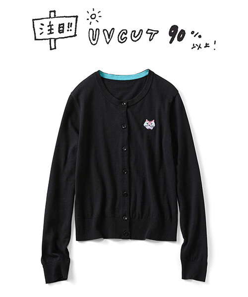 シロップ．（シロップ．）の「ヘンテコアニマル刺しゅうのＵＶカットカーディガン（カーディガン/ボレロ・レディース・ブラック/レッド・MEDIUM/X-LARGE/LARGE/SMALL/XX-LARGE）」の6枚目の写真