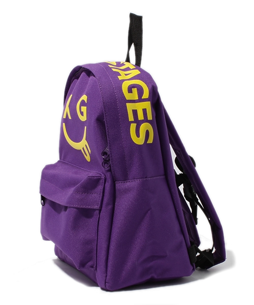 X-girl Stages（エックスガールステージス）の「SMILEY BACKPACK (M)（バックパック/リュック・キッズ・カモフラージュ/パープル・MEDIUM）」の3枚目の写真