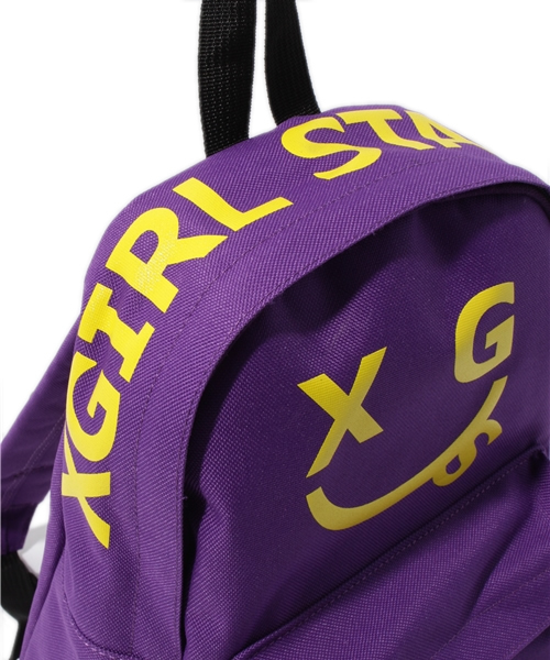 X-girl Stages（エックスガールステージス）の「SMILEY BACKPACK (M)（バックパック/リュック・キッズ・カモフラージュ/パープル・MEDIUM）」の5枚目の写真