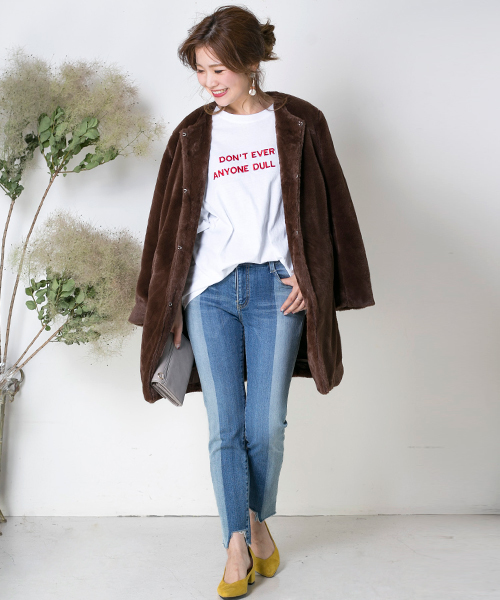 Bab Bou Jeloud（バブブージュルード）の「【WEB限定】エコファーノーカラーコート（ノーカラーコート・レディース・ブラウン/ベージュ/グレー/ブラック・FREE）」の12枚目の写真