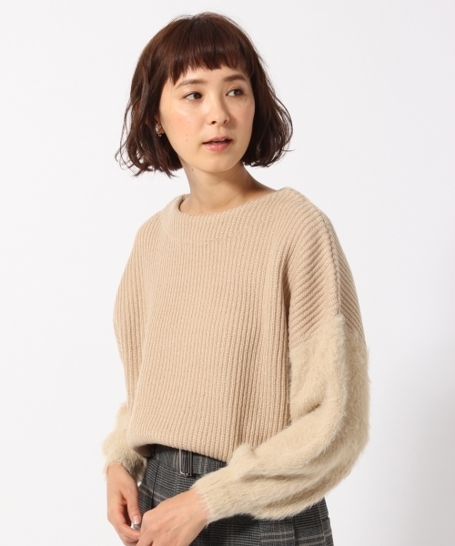 GLOBAL WORK(グローバルワーク)の「シャギースリーブプルオーバー/766300(ニット/セーター・レディース・ホワイト/ブラック/グレー/ライトグリーン/ベージュ・SMALL/MEDIUM/LARGE)」の4枚目の写真