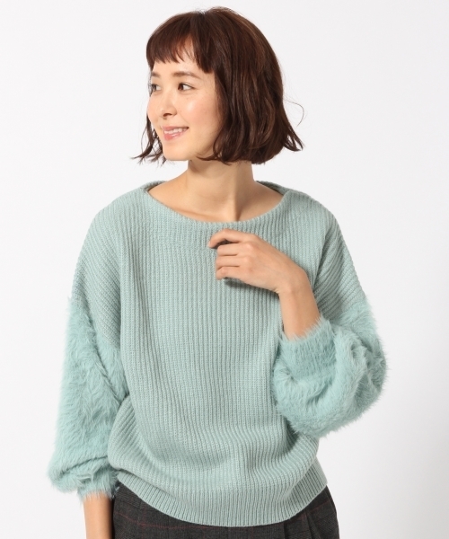 GLOBAL WORK(グローバルワーク)の「シャギースリーブプルオーバー/766300(ニット/セーター・レディース・ホワイト/ブラック/グレー/ライトグリーン/ベージュ・SMALL/MEDIUM/LARGE)」の5枚目の写真