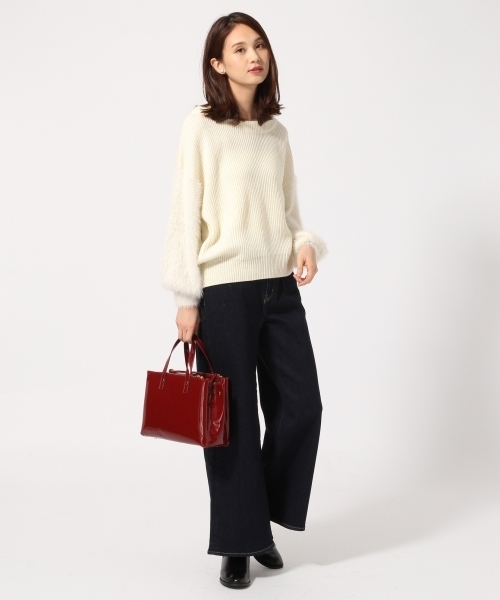 GLOBAL WORK(グローバルワーク)の「シャギースリーブプルオーバー/766300(ニット/セーター・レディース・ホワイト/ブラック/グレー/ライトグリーン/ベージュ・SMALL/MEDIUM/LARGE)」の6枚目の写真