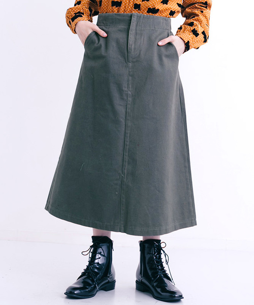 MERLOT(メルロー)の「コットンツイルハイウエストスカート1301(スカート・レディース・ブラック/ベージュ/ワイン/カーキ・FREE)」の4枚目の写真