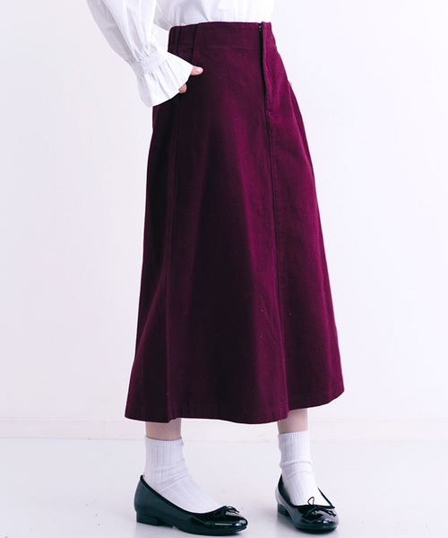 MERLOT(メルロー)の「コットンツイルハイウエストスカート1301(スカート・レディース・ブラック/ベージュ/ワイン/カーキ・FREE)」の1枚目の写真