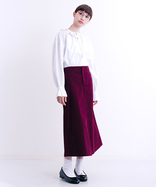 MERLOT(メルロー)の「コットンツイルハイウエストスカート1301(スカート・レディース・ブラック/ベージュ/ワイン/カーキ・FREE)」の12枚目の写真